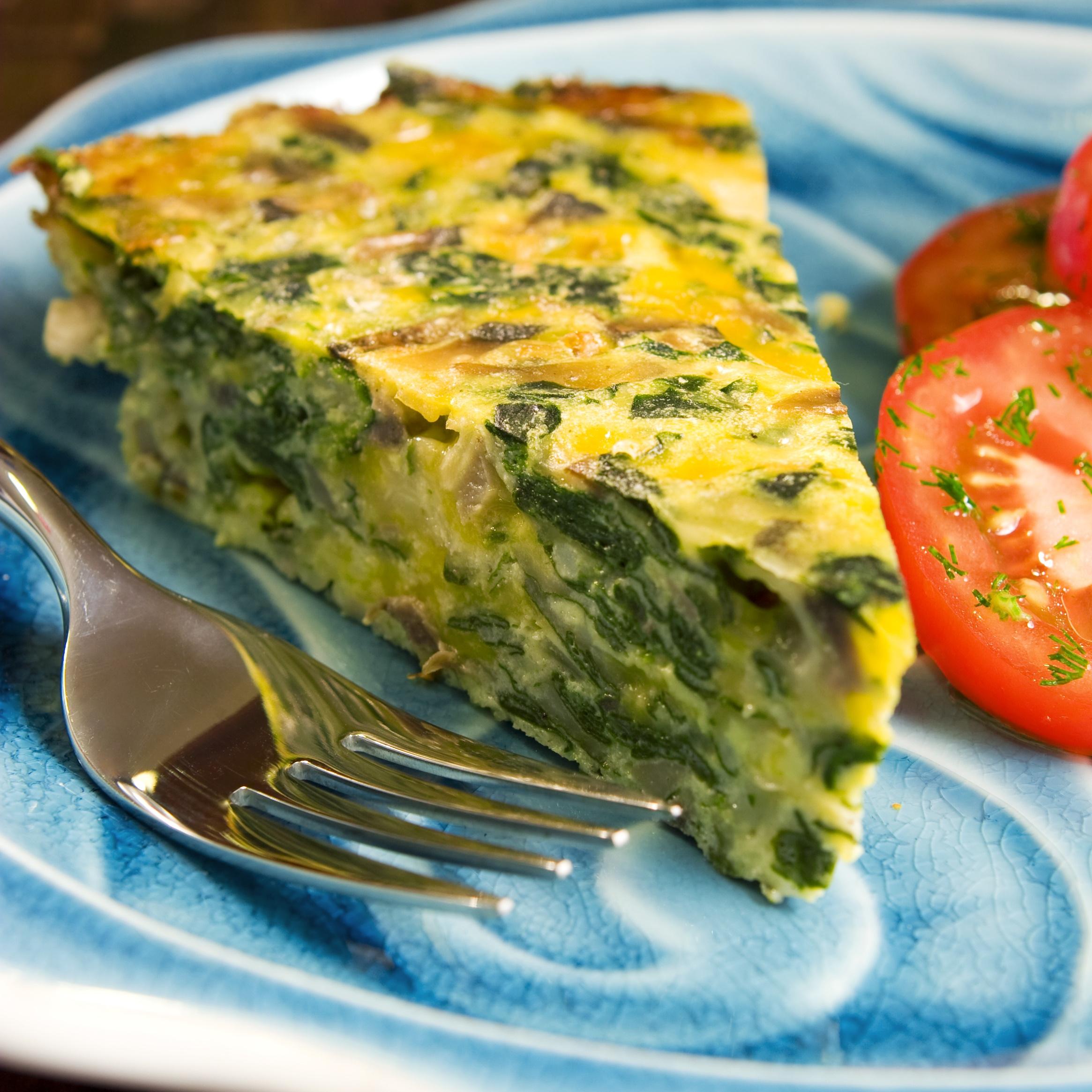 Crustless Spinach Mushroom And Feta Quiche Atkins Low Carb Diet